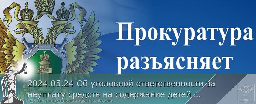 2024.05.24 Об уголовной ответственности за неуплату средств на содержание детей или нетрудоспособных родителей | Администрация муниципального округа город Партизанск Приморского края Официальный сайт