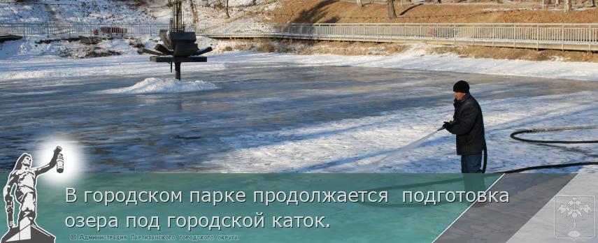 В городском парке продолжается  подготовка озера под городской каток. 